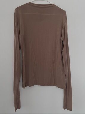 Marcella NYC Sheer Long Sleeve Top XL Taupe Brown